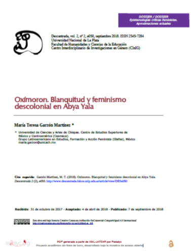 [ARTÍCULO] Oxímoron. Blanquitud y feminismo descolonial en Abya Yala