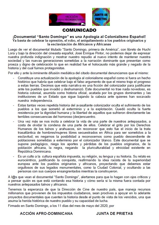 ¡Documental “Santo Domingo” es una apología al Colonialismo Español!
